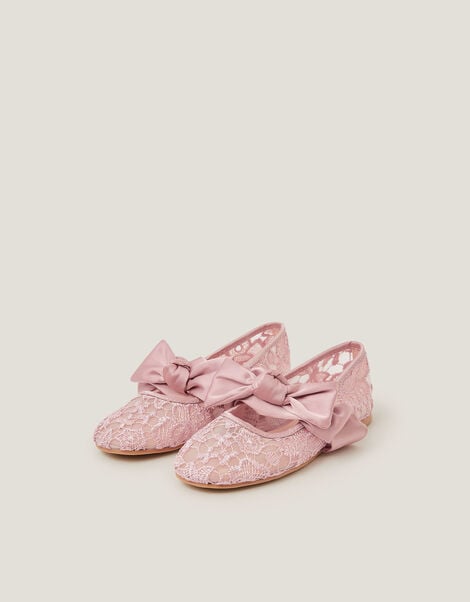 Bow Lace Ballerina Flats , Purple (LILAC), large