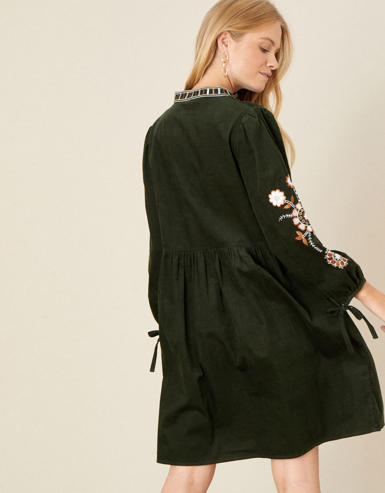 Audrey Embellished Cord Dress Green