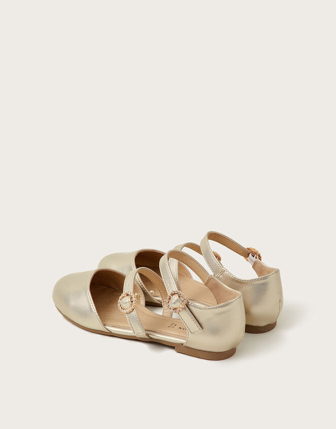 Two Strap Ballet Flats, Gold (GOLD), large