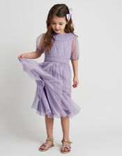 Darcy Sequin Gathered Dress, Purple (LILAC), large