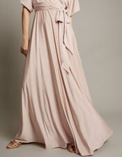 Jillian Drape Tie Waist Bridesmaid Dress, Pink (PINK), large