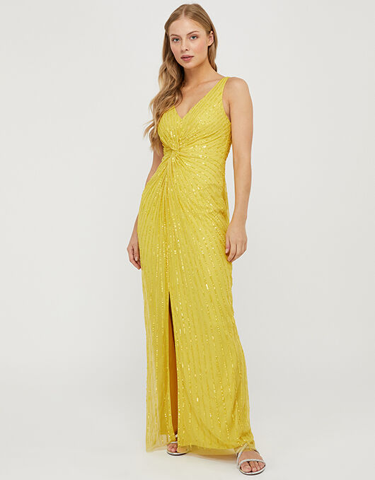 Kate Sequin Slim Maxi Dress Yellow Evening Dresses Monsoon Global