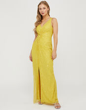 Kate Sequin Slim Maxi Dress, Yellow (YELLOW), large
