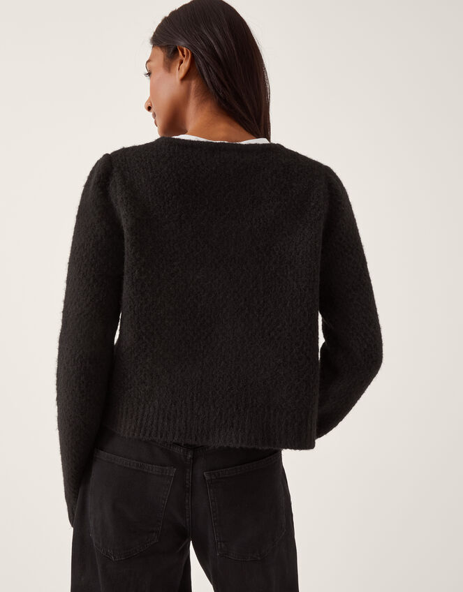 Fessa Jewel Brooch Cardigan, Black (BLACK), large