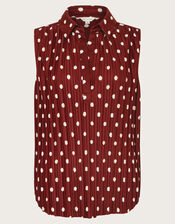 Paris Spot Plisse Top, Brown (BROWN), large