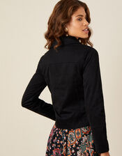 Stacey Suedette Biker Jacket, Black (BLACK), large