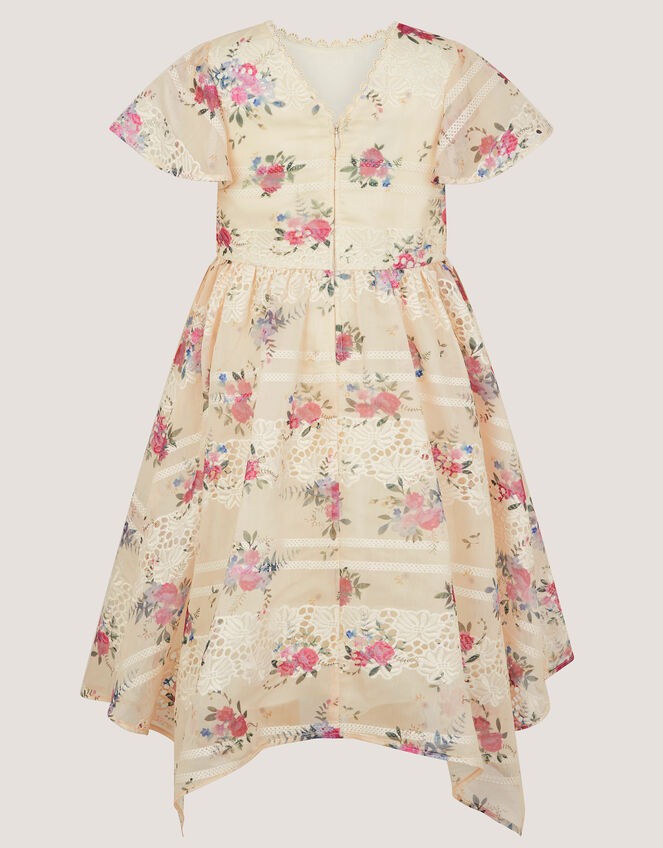 Tayla Floral Print Broderie Dress, Multi (MULTI), large