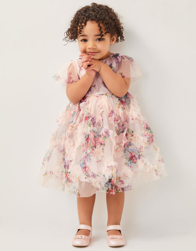 Baby Roma Ruffle Print Dress, Pink (PINK), large