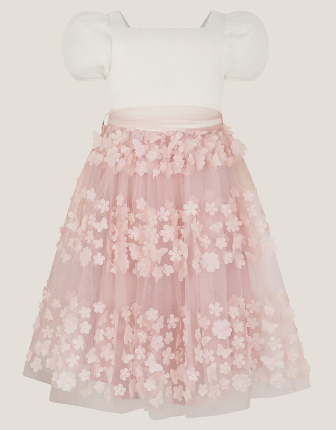 Laura Appliqu&eacute; Flower Scuba Dress, Pink (DUSKY PINK), large