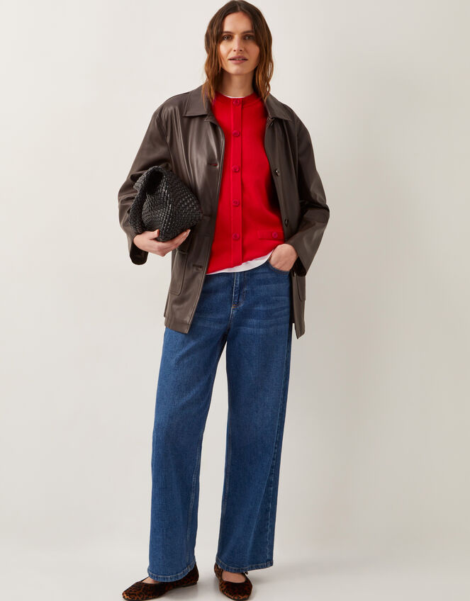 Shaw Button Knitted Vest, Red (RED), large