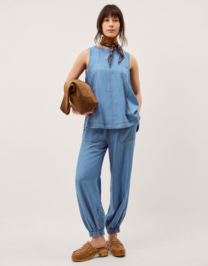 Daria Chambray Balloon Pants, Blue (DENIM BLUE), large