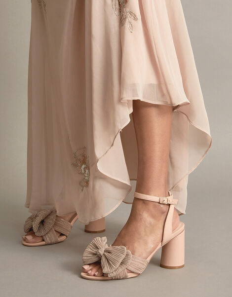 Bow Heel Sandals, Nude (NUDE), large