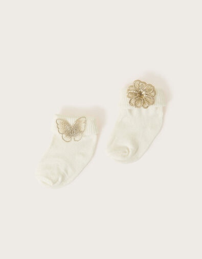 Baby Butterfly and Flower Socks Set of Two, Multi (MULTI), large