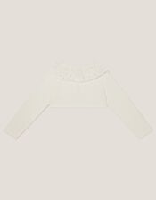 Oversized Diamante Collar Cardigan, Ivory (IVORY), large