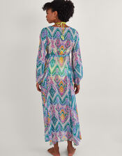 Rainbow Ikat Print Kaftan Dress, Pink (PINK), large