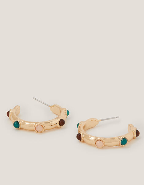 Gem Stud Hoop Earrings, , large