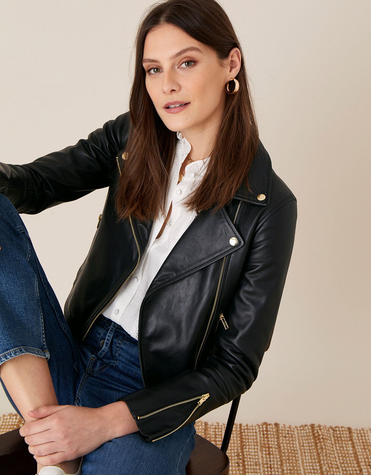black leather jacket women