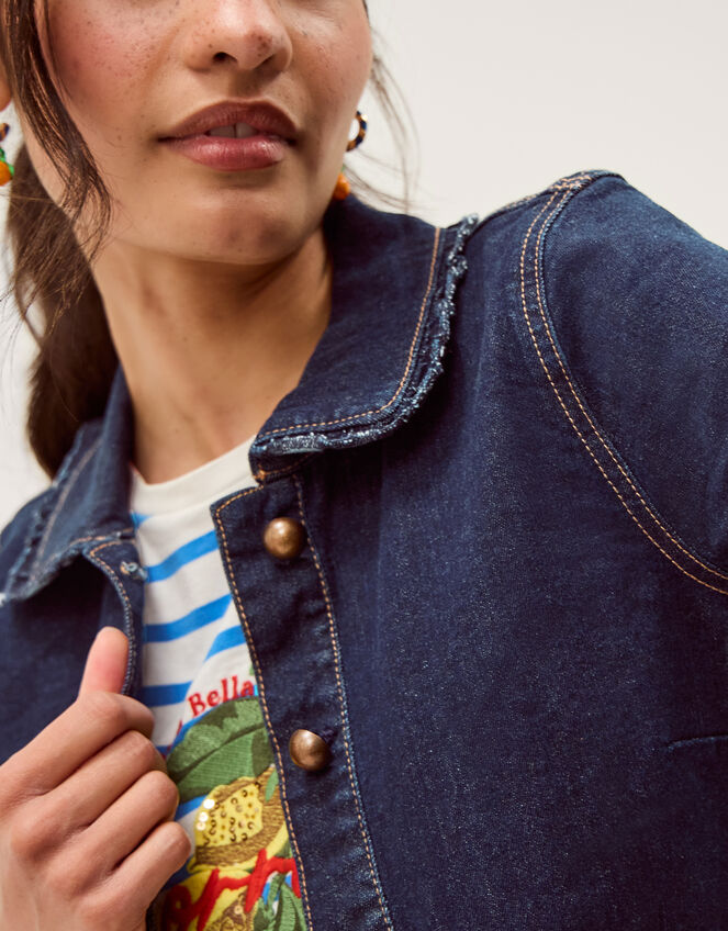 Sadie Frill Denim Jacket, Blue (INDIGO), large