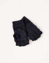 Nancy Sparkle Capped Gloves, Blue (NAVY), large