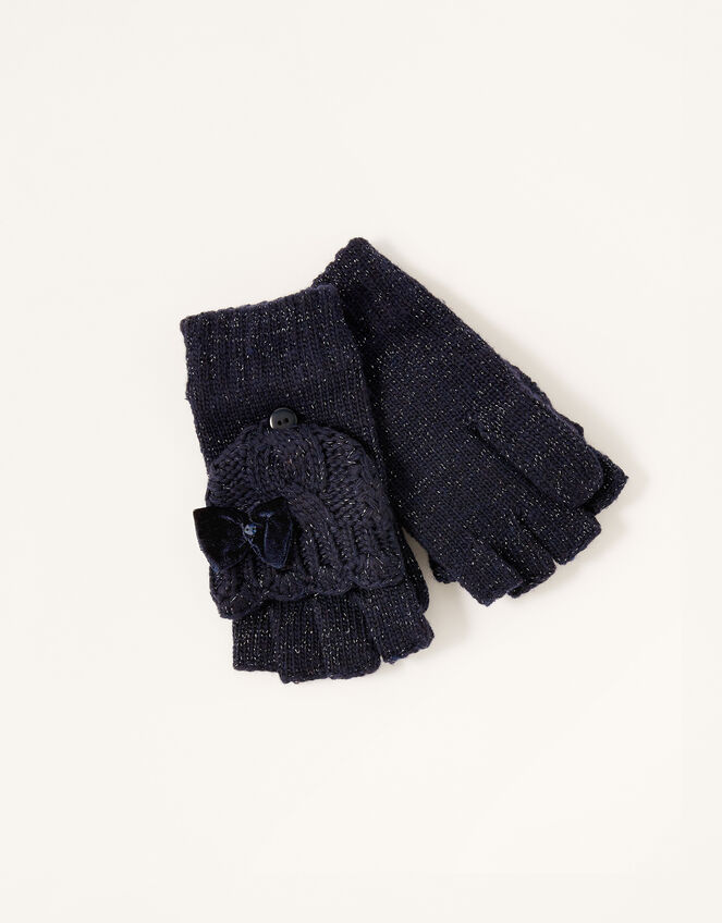 Nancy Sparkle Capped Gloves, Blue (NAVY), large