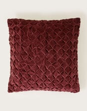 Quilted Velvet Cushion, Red (BURGUNDY), large