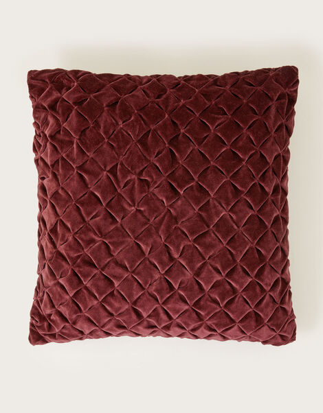 Quilted Velvet Cushion Red, Red (BURGUNDY), large