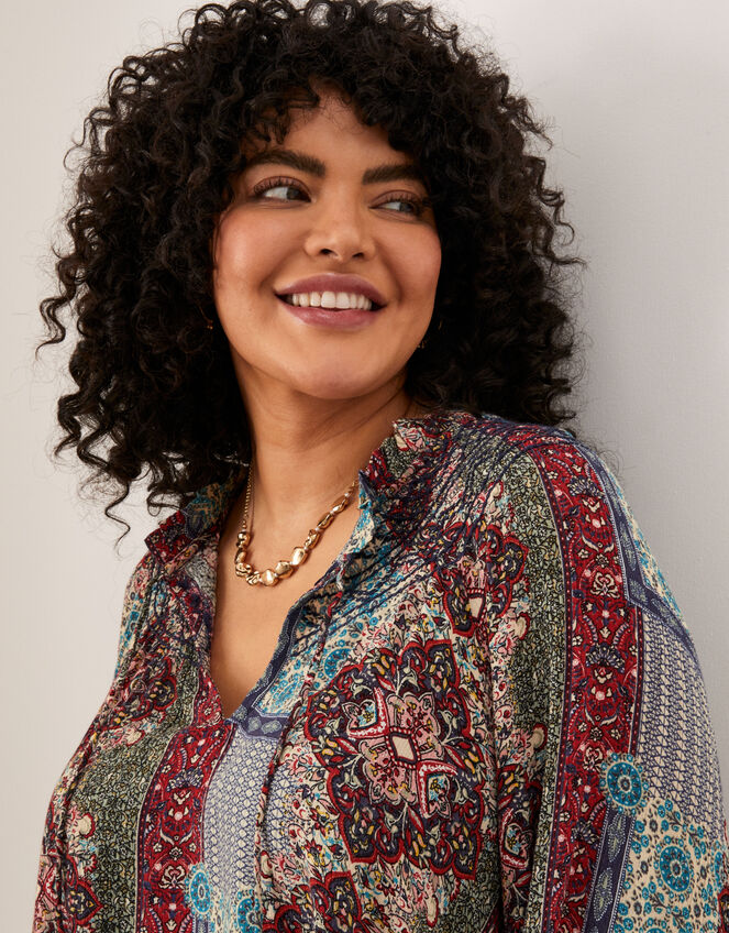 Margaux Style Print Top, Blue (BLUE), large