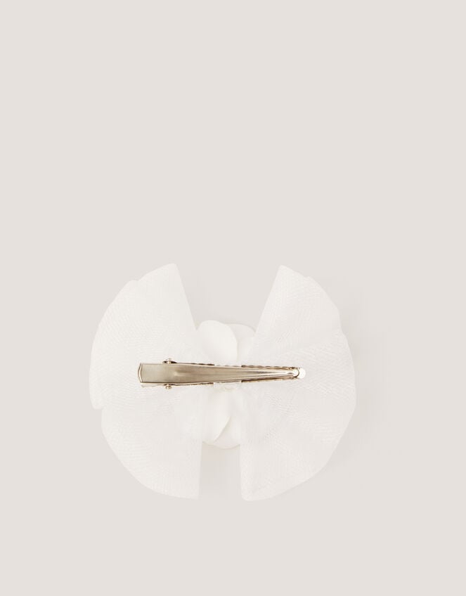 Pearly Flower Bow Fascinator Hair Clip, , large