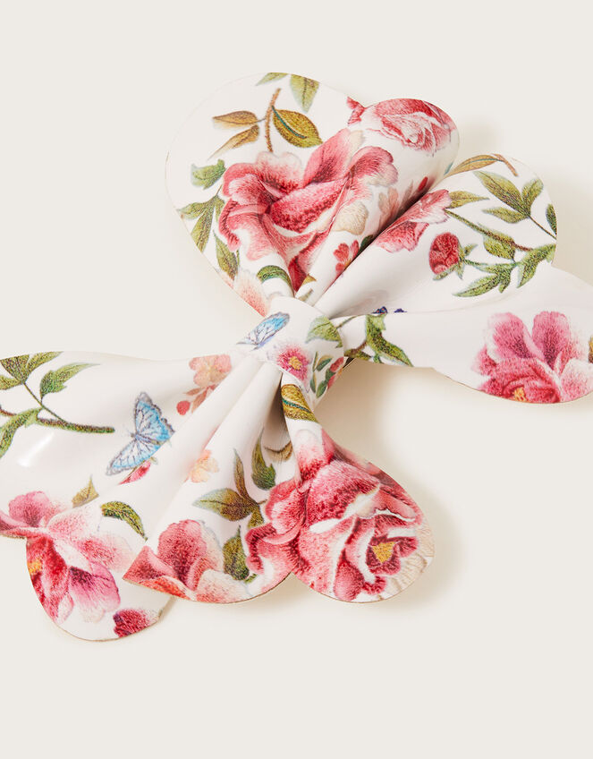Artisan Rose Print Bow Hair Clip, , large