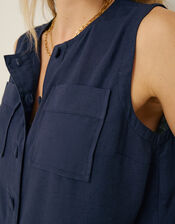 Bridget Button Tank Top, Blue (NAVY), large