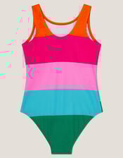 Colourblock Palm Sequin Swimsuit, Pink (PINK), large