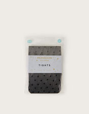 Semi Sheer Polka Dot Tights, Black (BLACK), large
