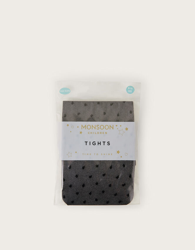 Semi Sheer Polka Dot Tights, Black (BLACK), large