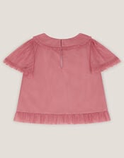 Kristi Embroidered Tulle Top, Pink (DUSKY PINK), large