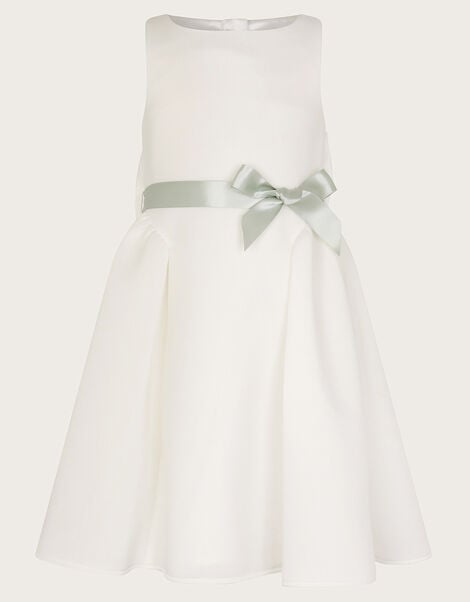 Molly Scuba Bow Bridesmaid Dress, Ivory (IVORY), large