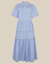 Laney Puff Sleeve Stripe Maxi Dress, Blue (BLUE), large
