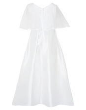 Sherry White Cape Occasion Dress, White (WHITE), large