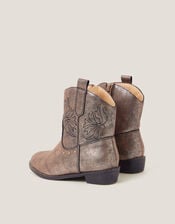 Brooke Metallic Cowboy Boots, Bronze (BRONZE), large