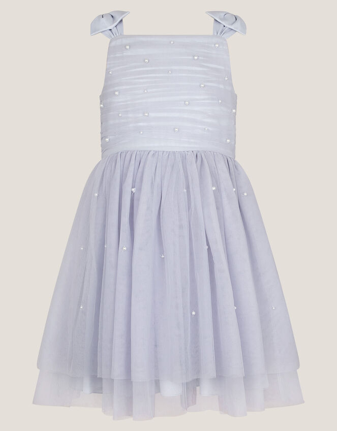 Olivia Pearl Ruched Tulle Dress, Blue (BLUE), large