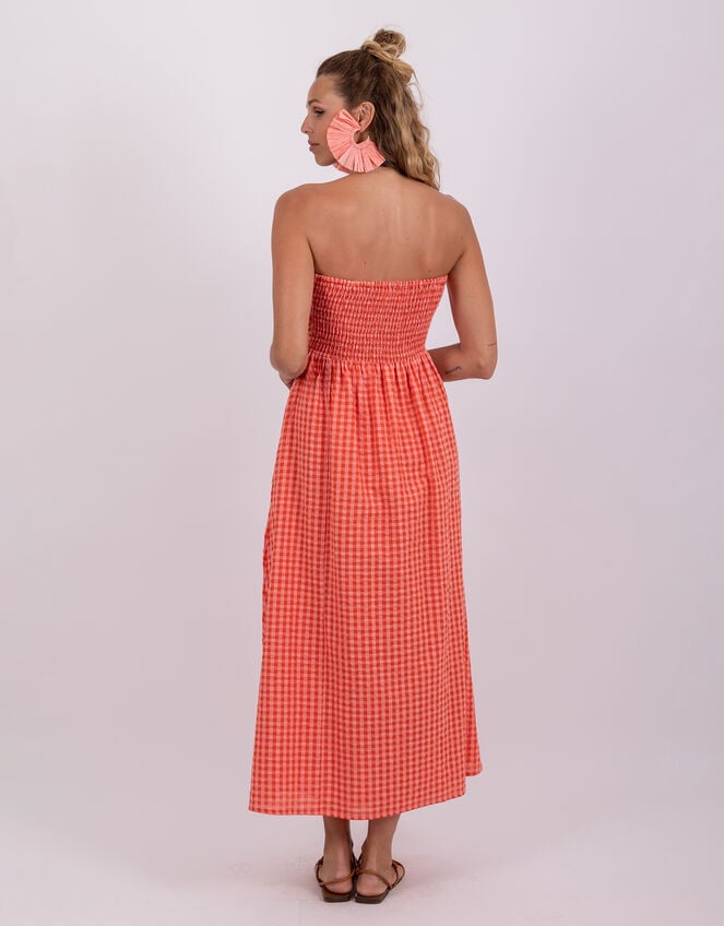 Sundress Amelie Gingham Midi Dress, Orange (CORAL), large