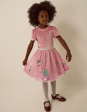Christmas Icon Sequin Party Dress, Pink (PINK), large