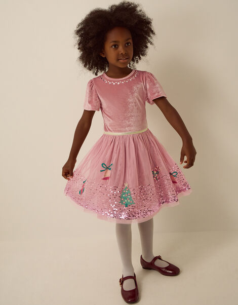 Christmas Icon Sequin Party Dress, Pink (PINK), large