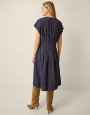 Jasmin Pleated Denim Midi Dress, Blue (DENIM BLUE), large