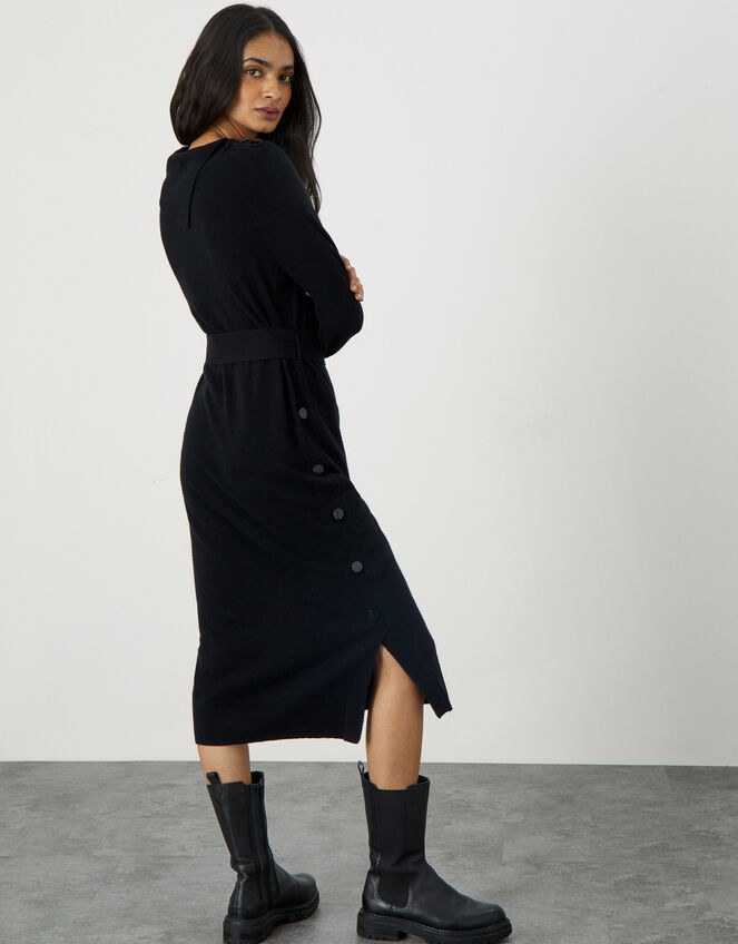 Plain Popper Side Dress, Black (BLACK), large