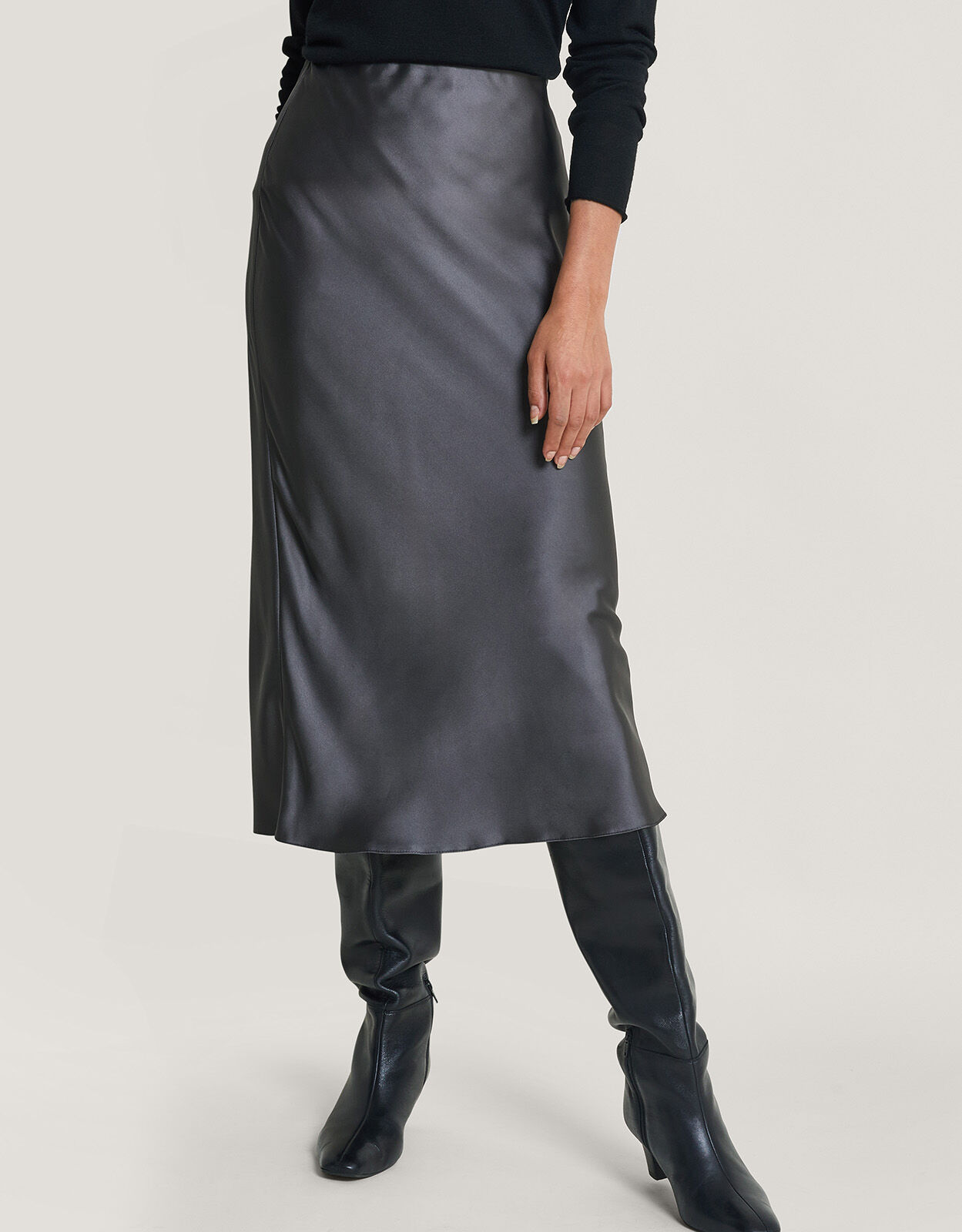 Suri Satin Skirt Grey