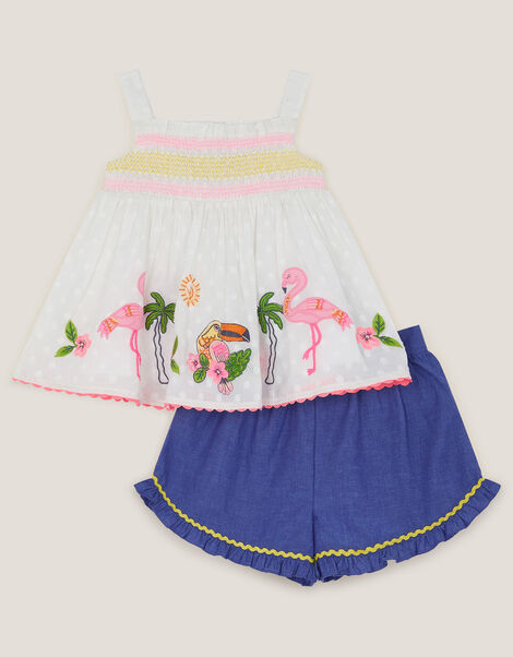 Baby Flamingo Top & Shorts Set, Ivory (IVORY), large