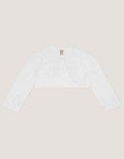 Felicity Embroidered Mesh Cardigan, White (WHITE), large