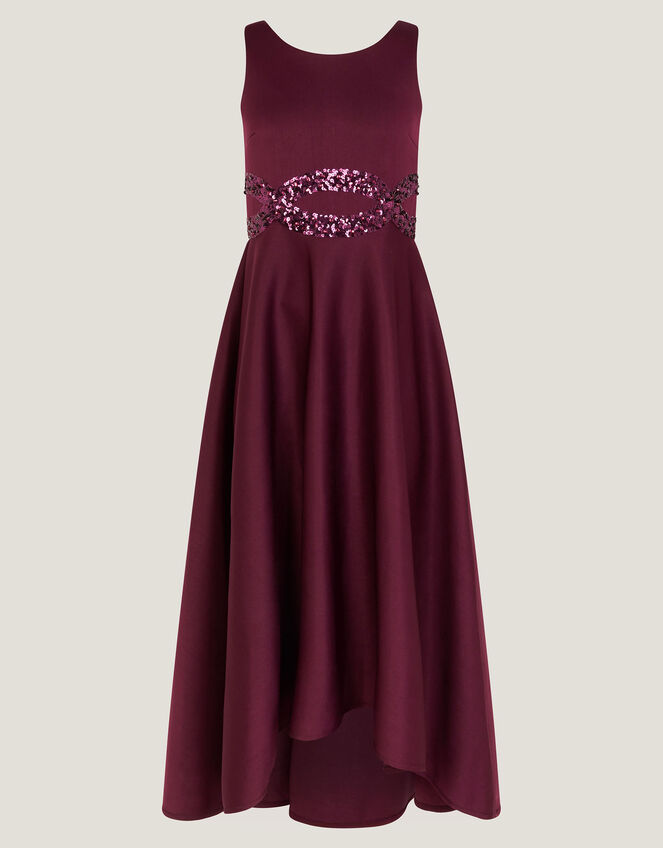Sleeveless Sequin Prom Dress, Red (BERRY), large