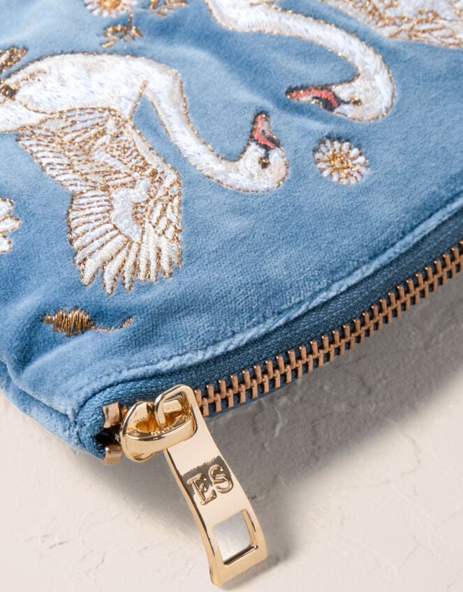 Elizabeth Scarlett Swan Garden Velvet Coin Purse, , large