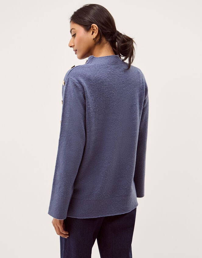 Breda Funnel Neck Button Jumper, Blue (BLUE), large